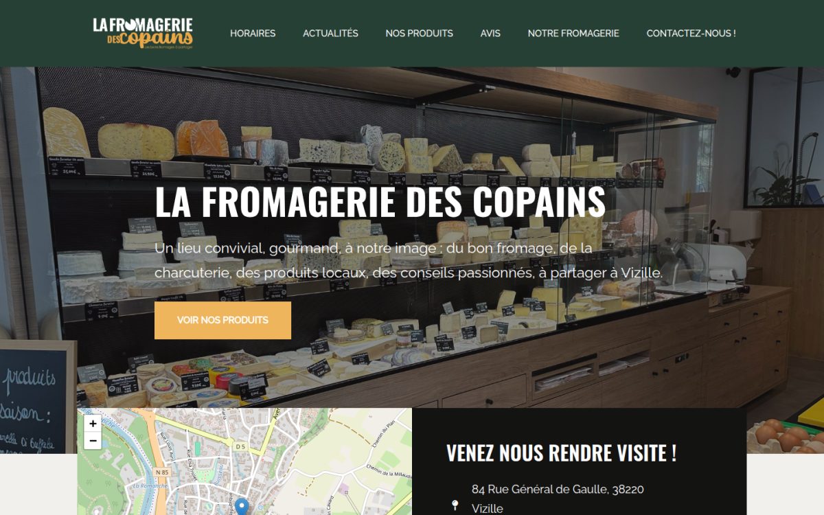 Capture du site La Fromagerie des Copains