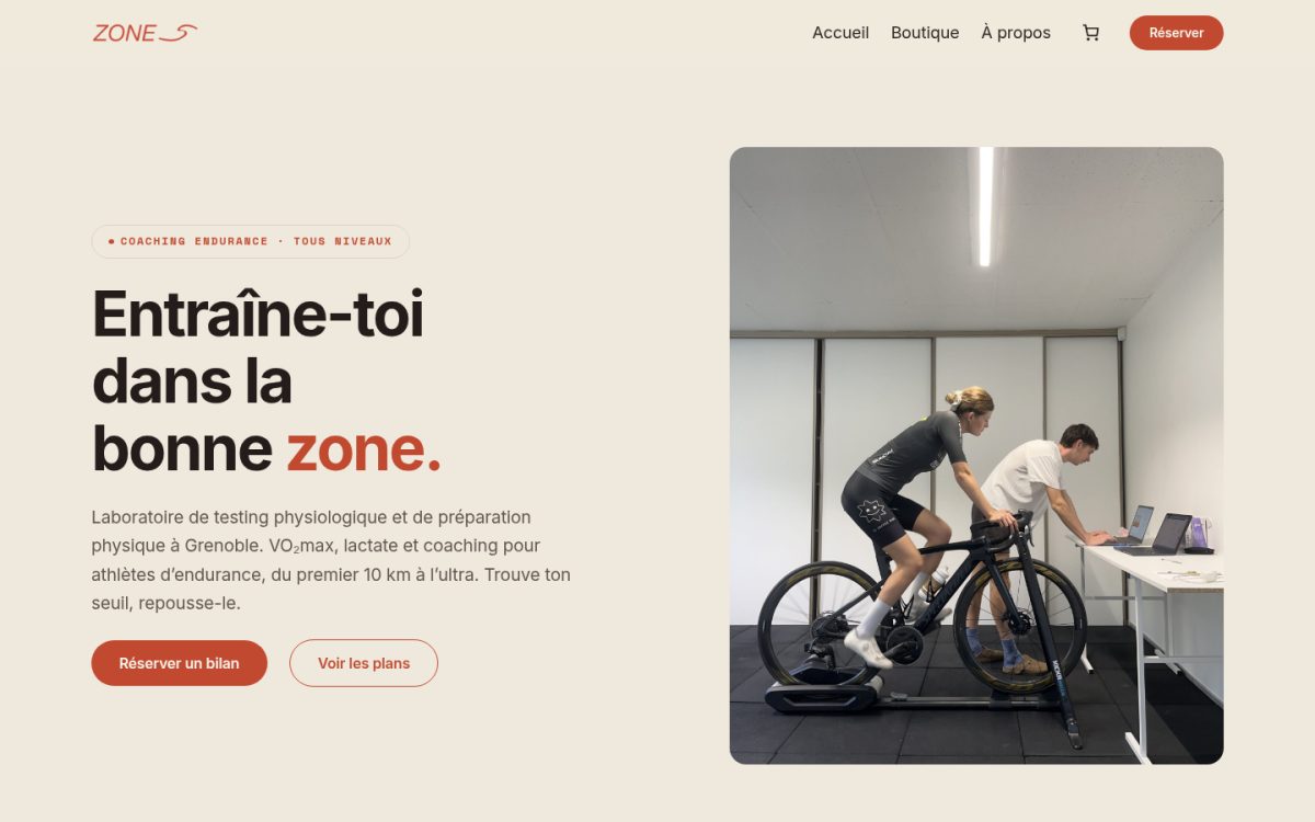 Capture du site Zone 5, coaching endurance